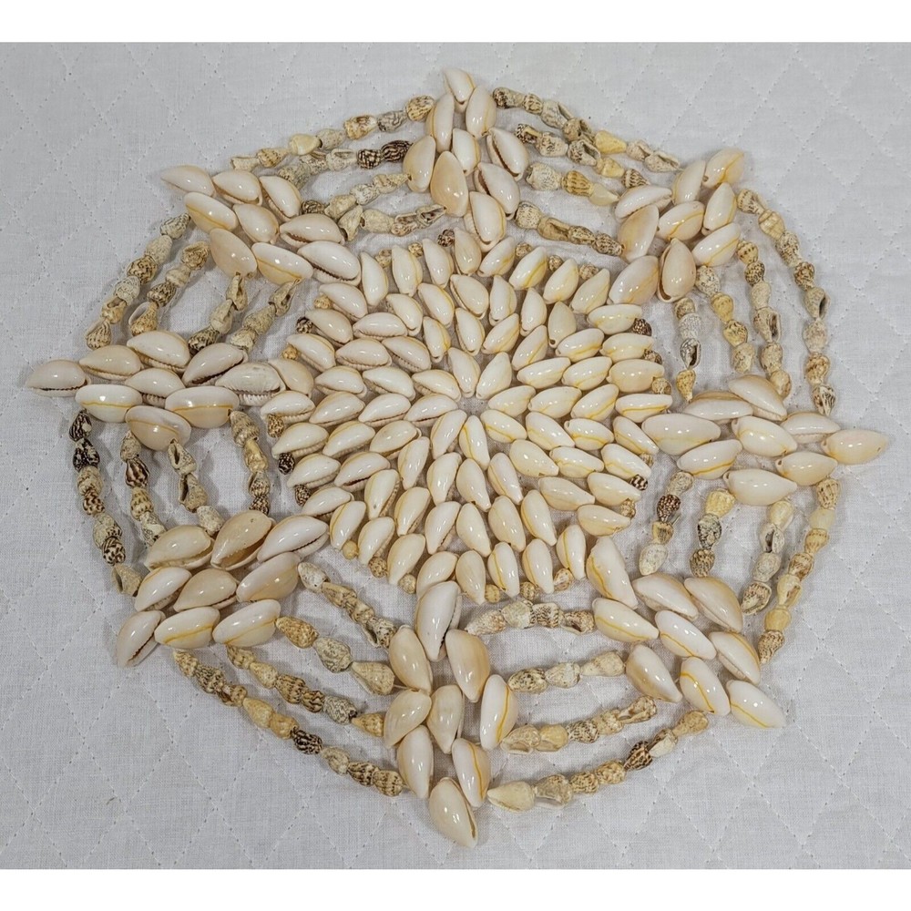 Vintage Sea Shell Trivet Doily Beach Ocean Décor Neutral Boho Nautical 9.5 Inch